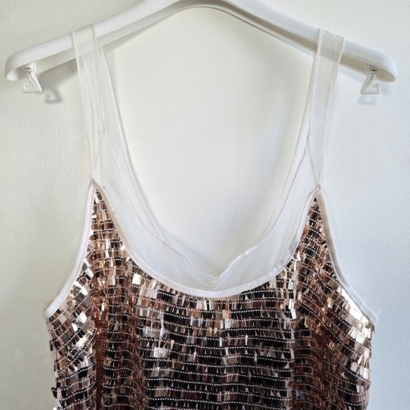 New Free People Intimately Disco Fever Sequins Mesh Gold Mini Slip Dress - Picture 8 of 13